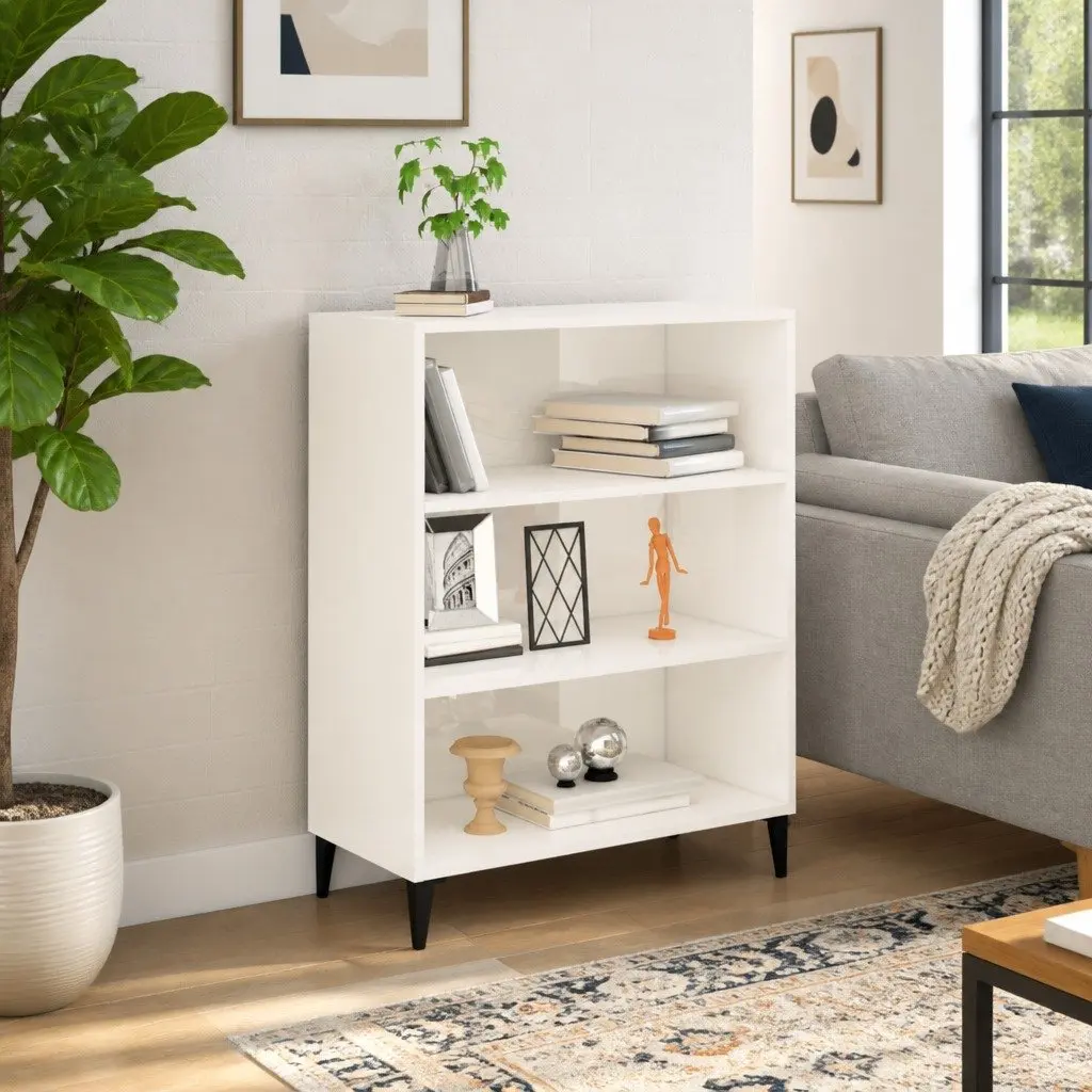 Sideboard Engineered Wood High Gloss White 69.5x32.5x90cm