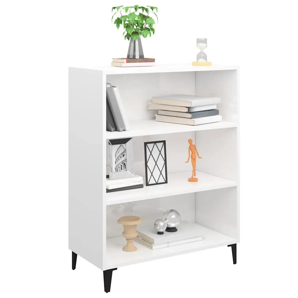 Sideboard Engineered Wood High Gloss White 69.5x32.5x90cm