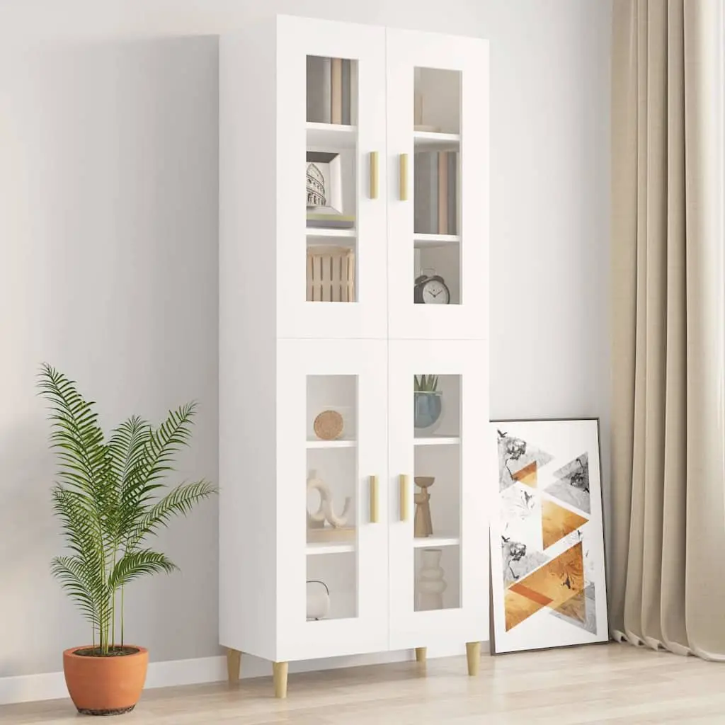 Hanging Wall Cabinet White Storage Organiser Engineered Wood 69.5x34x90cm