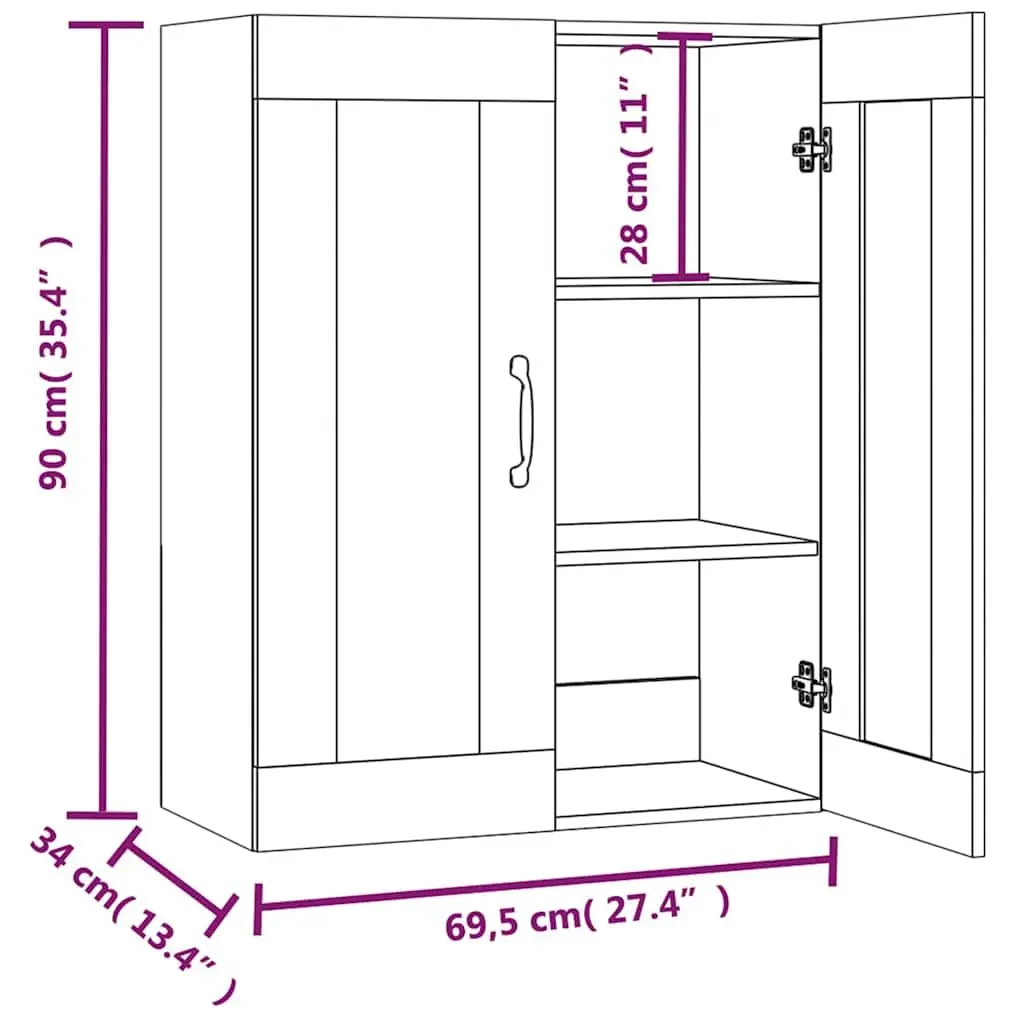 Hanging Wall Cabinet White Storage Organiser Engineered Wood Home Furniture