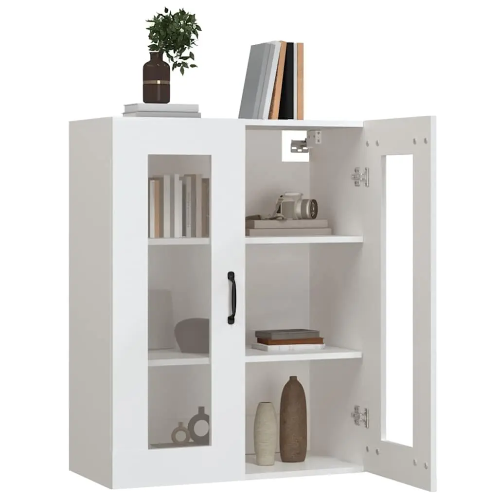 Hanging Wall Cabinet White Storage Organiser Engineered Wood Home Furniture