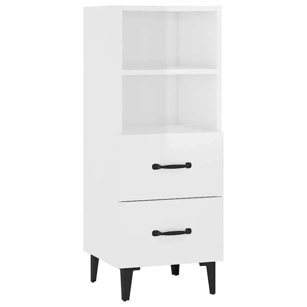 Sideboard Engineered Wood 34.5x34x90cm High Gloss White Storage Cabinet