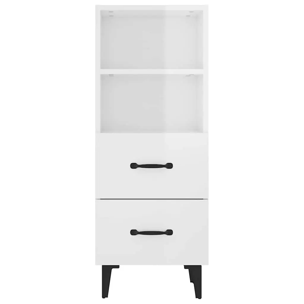 Sideboard Engineered Wood 34.5x34x90cm High Gloss White Storage Cabinet
