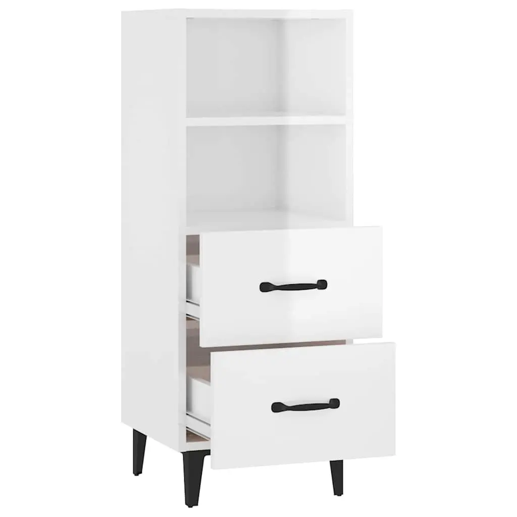 Sideboard Engineered Wood 34.5x34x90cm High Gloss White Storage Cabinet