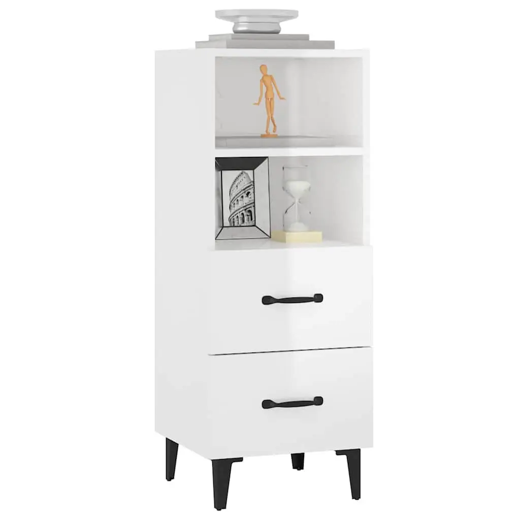 Sideboard Engineered Wood 34.5x34x90cm High Gloss White Storage Cabinet