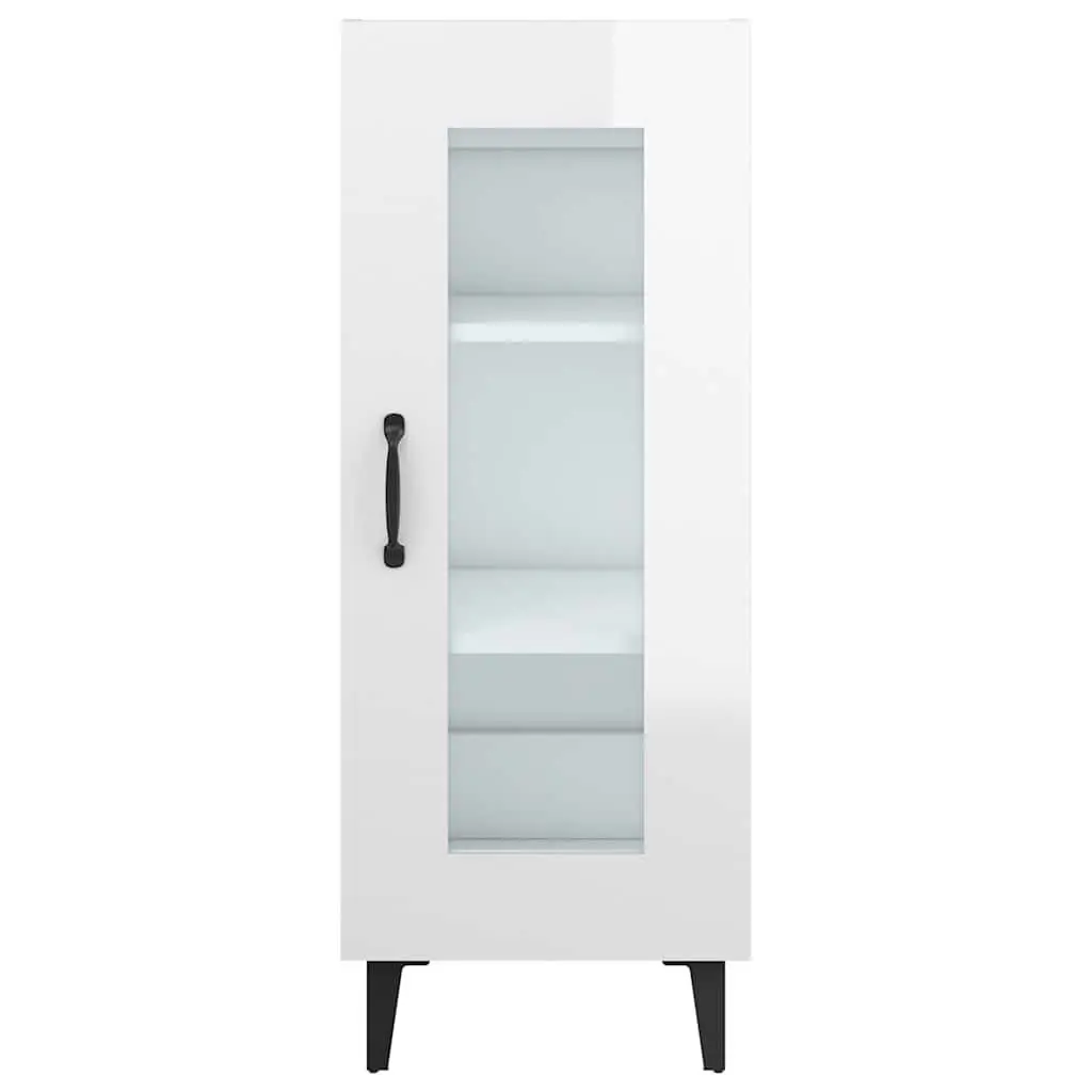 Sideboard Cabinet White High Gloss Storage Buffet Engineered Wood Furniture 90cm