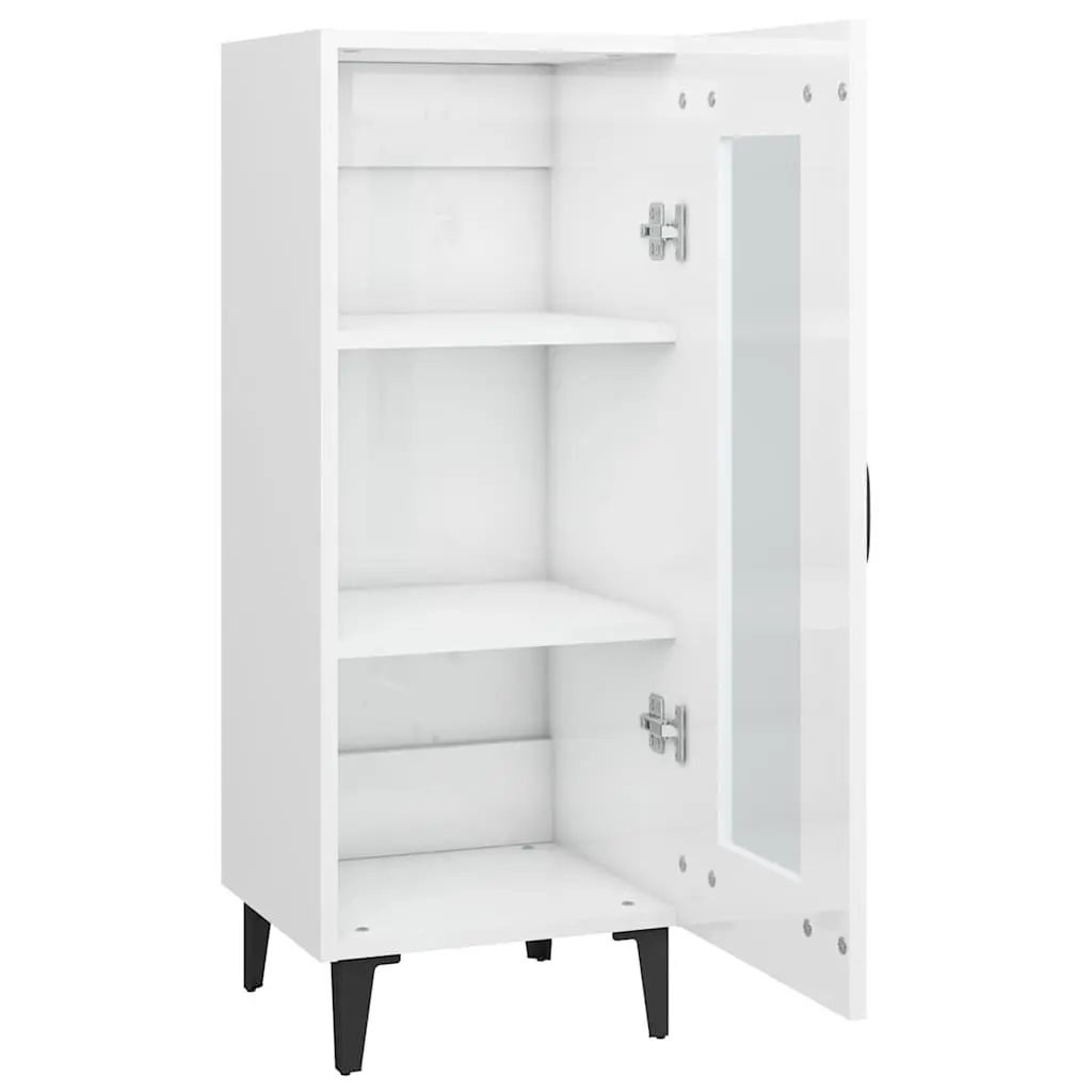 Sideboard Cabinet White High Gloss Storage Buffet Engineered Wood Furniture 90cm