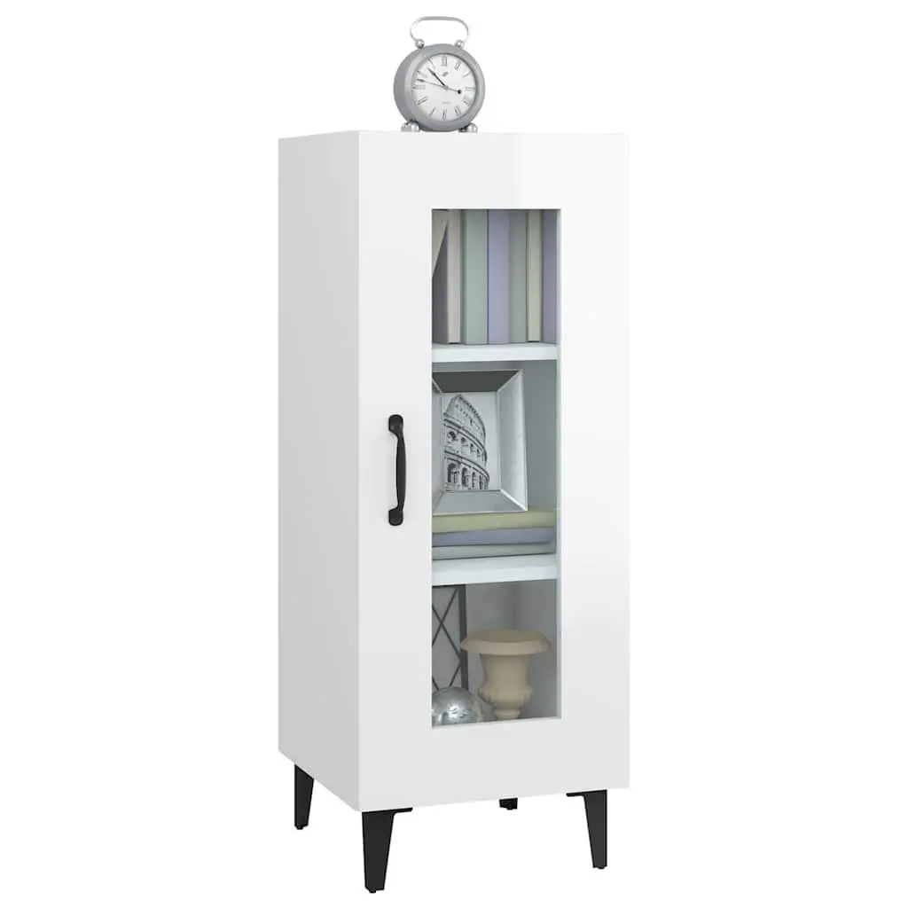 Sideboard Cabinet White High Gloss Storage Buffet Engineered Wood Furniture 90cm