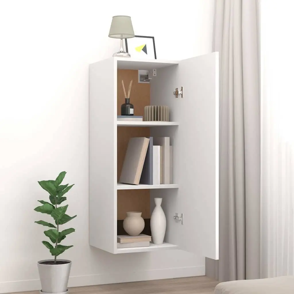 Hanging Wall Cabinet Engineered Wood 34.5x34x90 cm White Storage Organiser Shelving Unit
