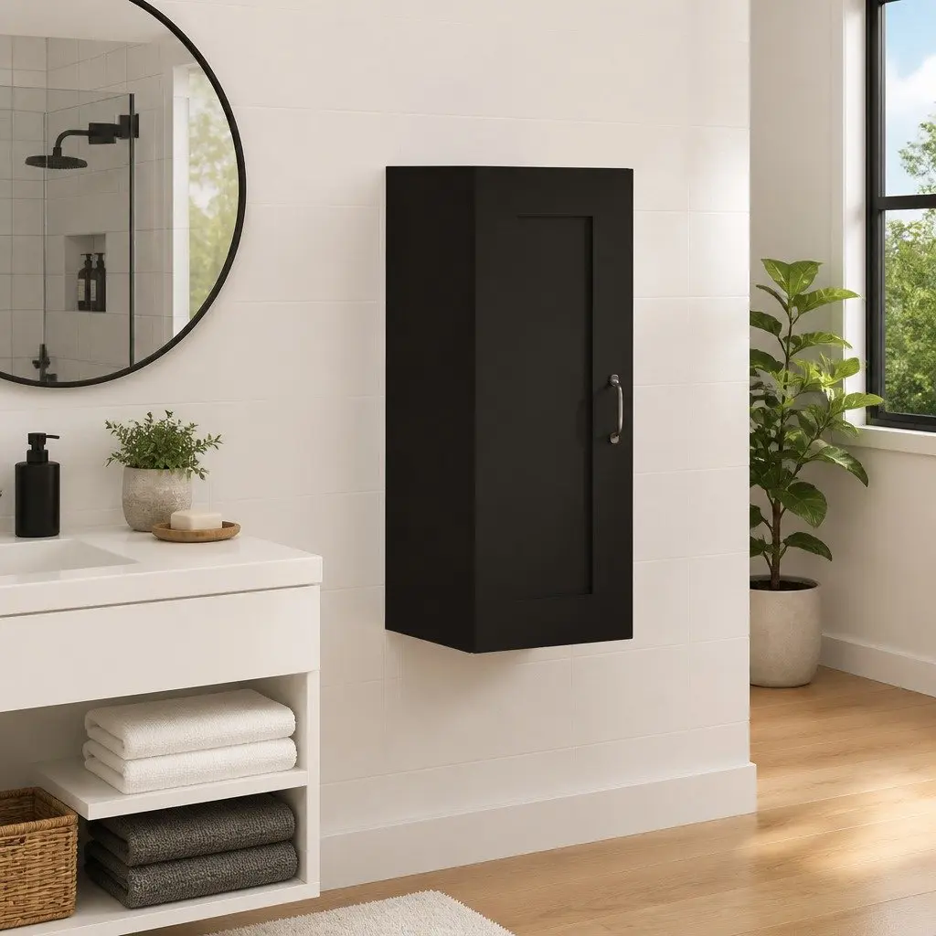 Hanging Storage Cabinet Engineered Wood Black 35x34x90cm