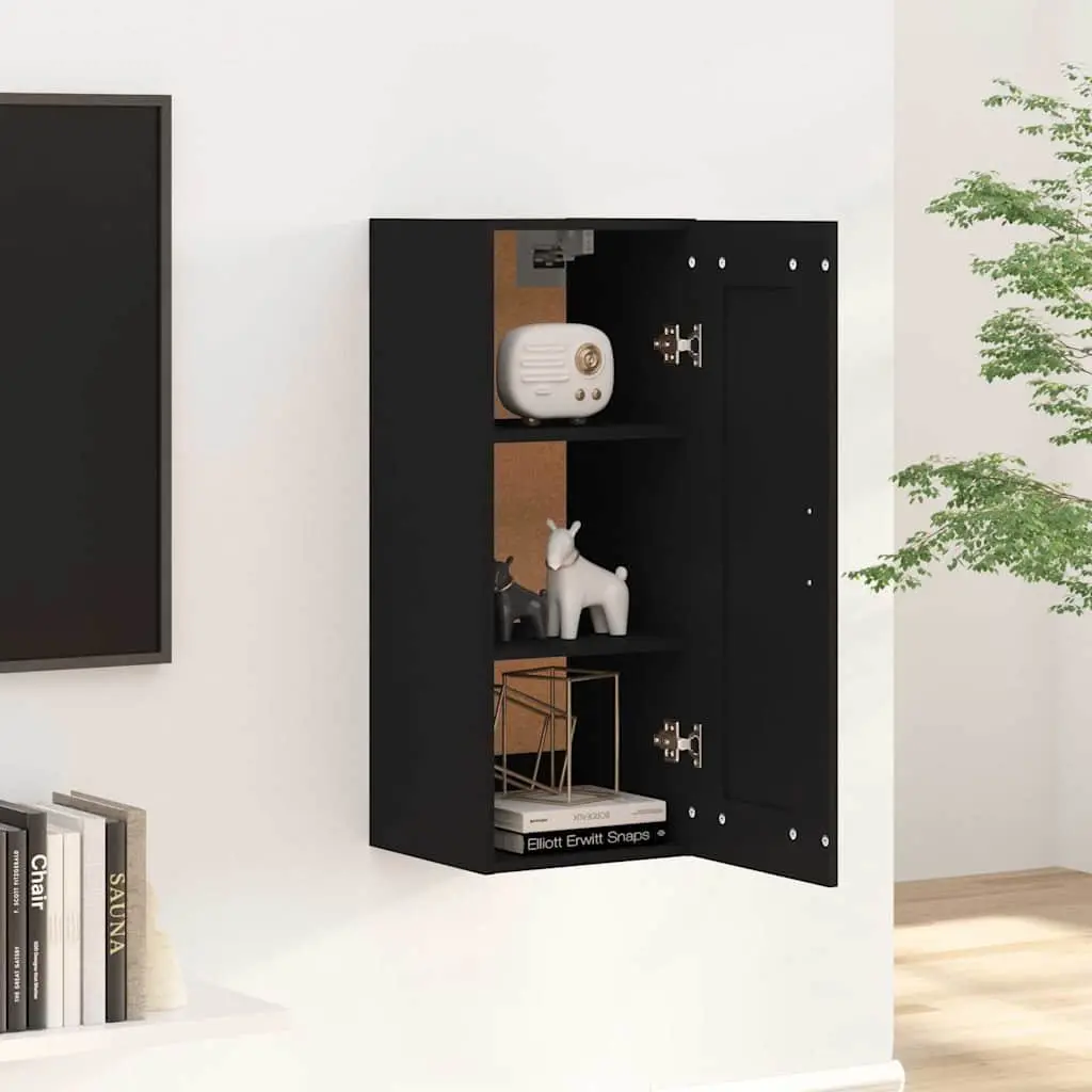 Hanging Storage Cabinet Engineered Wood Black 35x34x90cm