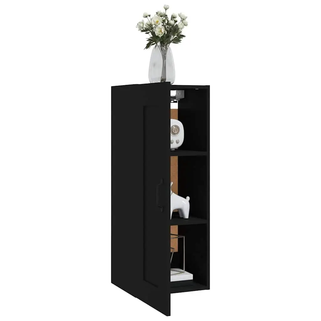 Hanging Storage Cabinet Engineered Wood Black 35x34x90cm
