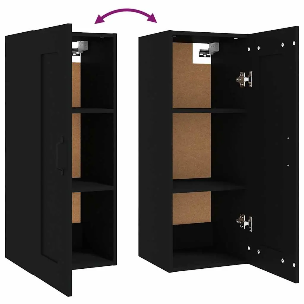Hanging Storage Cabinet Engineered Wood Black 35x34x90cm
