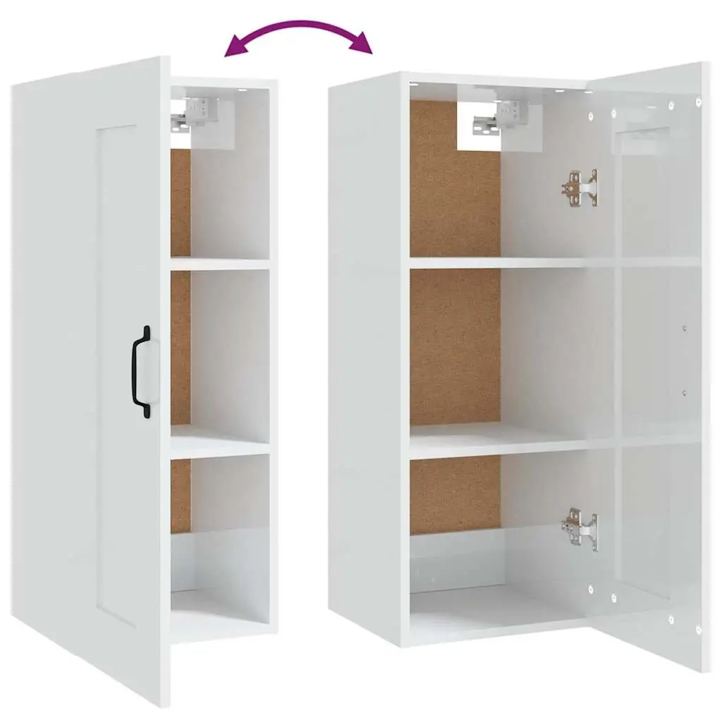Hanging Storage Cabinet White 35x34x90cm Wall-Mounted Engineered Wood Door