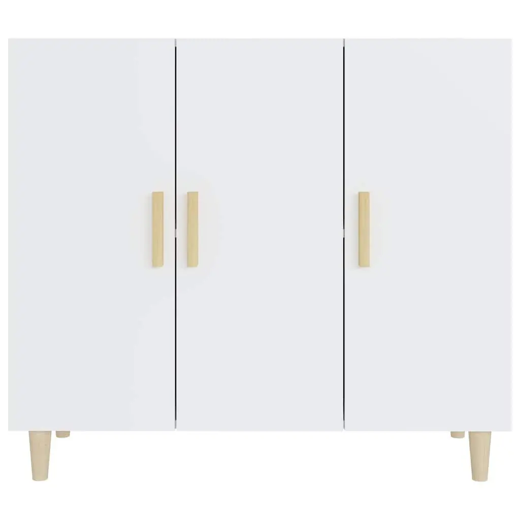 Sideboard Engineered Wood 90x34x80 cm White 3 Door Storage Cabinet