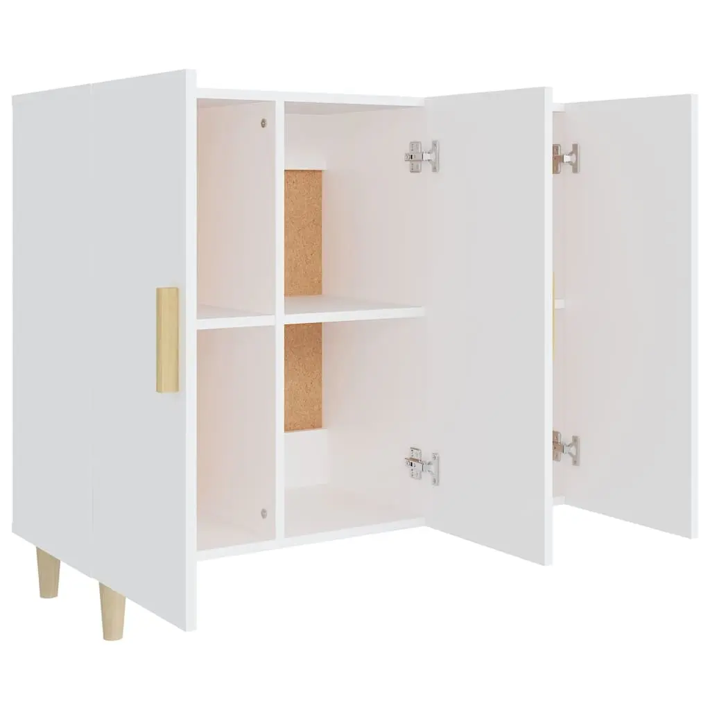 Sideboard Engineered Wood 90x34x80 cm White 3 Door Storage Cabinet