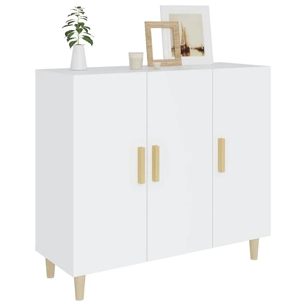 Sideboard Engineered Wood 90x34x80 cm White 3 Door Storage Cabinet