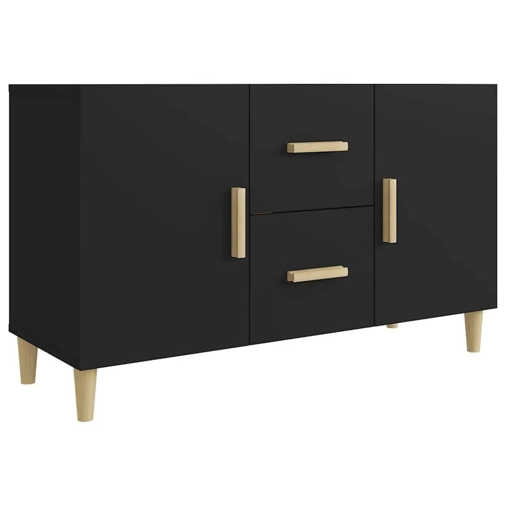 Sideboard Engineered Wood 100x36x60 cm Black Storage Cabinet with Doors and Drawers