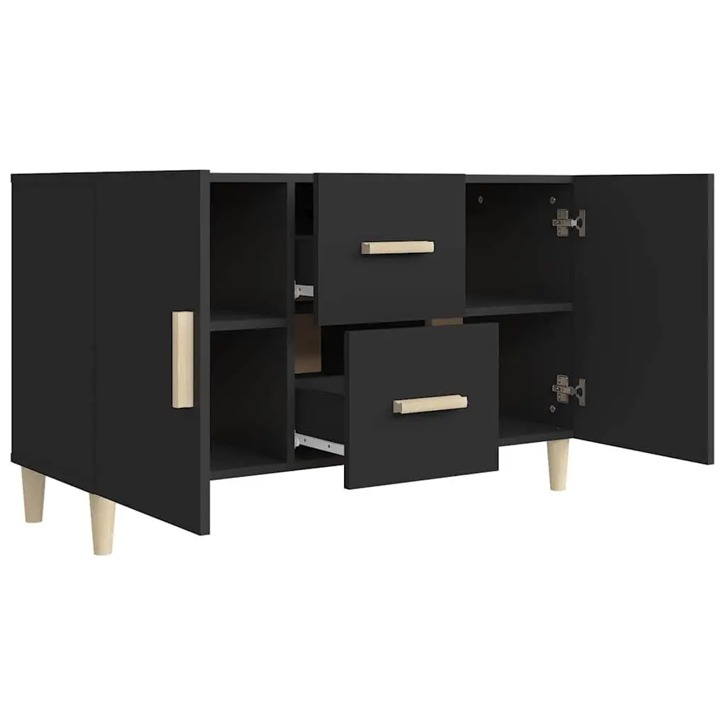 Sideboard Engineered Wood 100x36x60 cm Black Storage Cabinet with Doors and Drawers