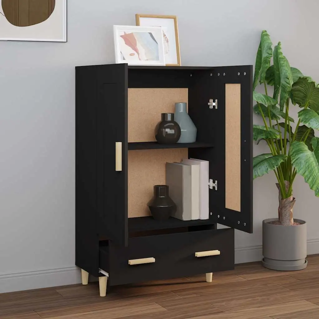 Sideboard Storage Cabinet Engineered Wood 70x31x115cm Black