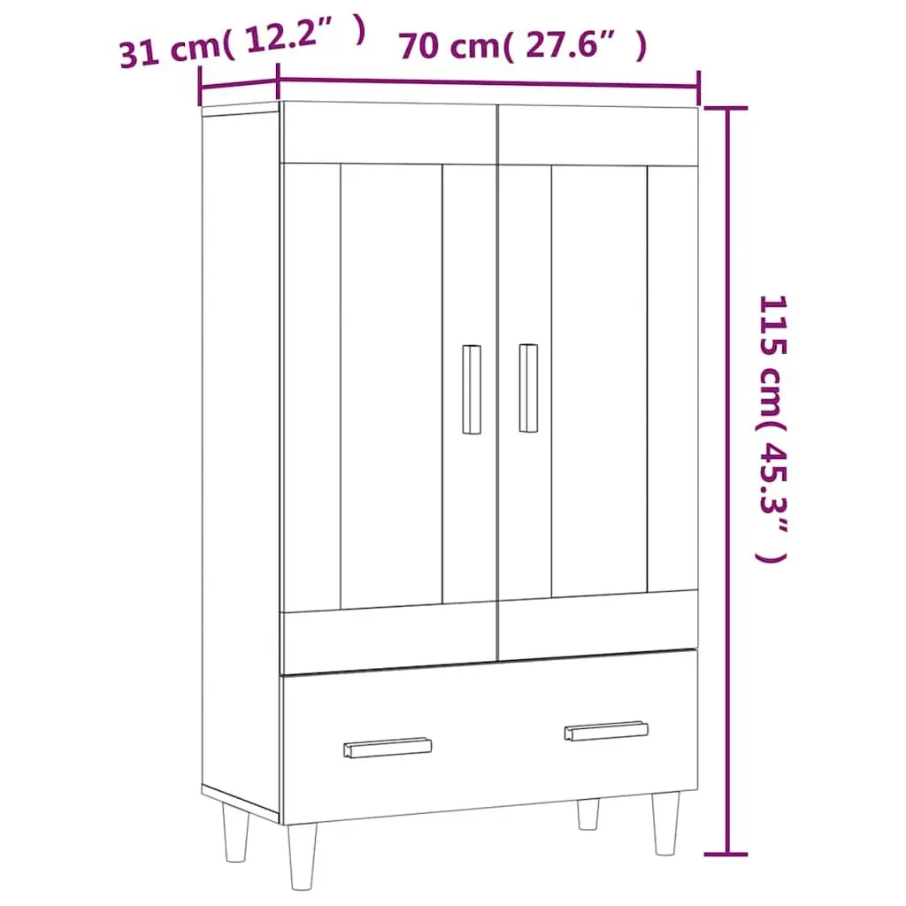 Sideboard Storage Cabinet Engineered Wood 70x31x115cm Black