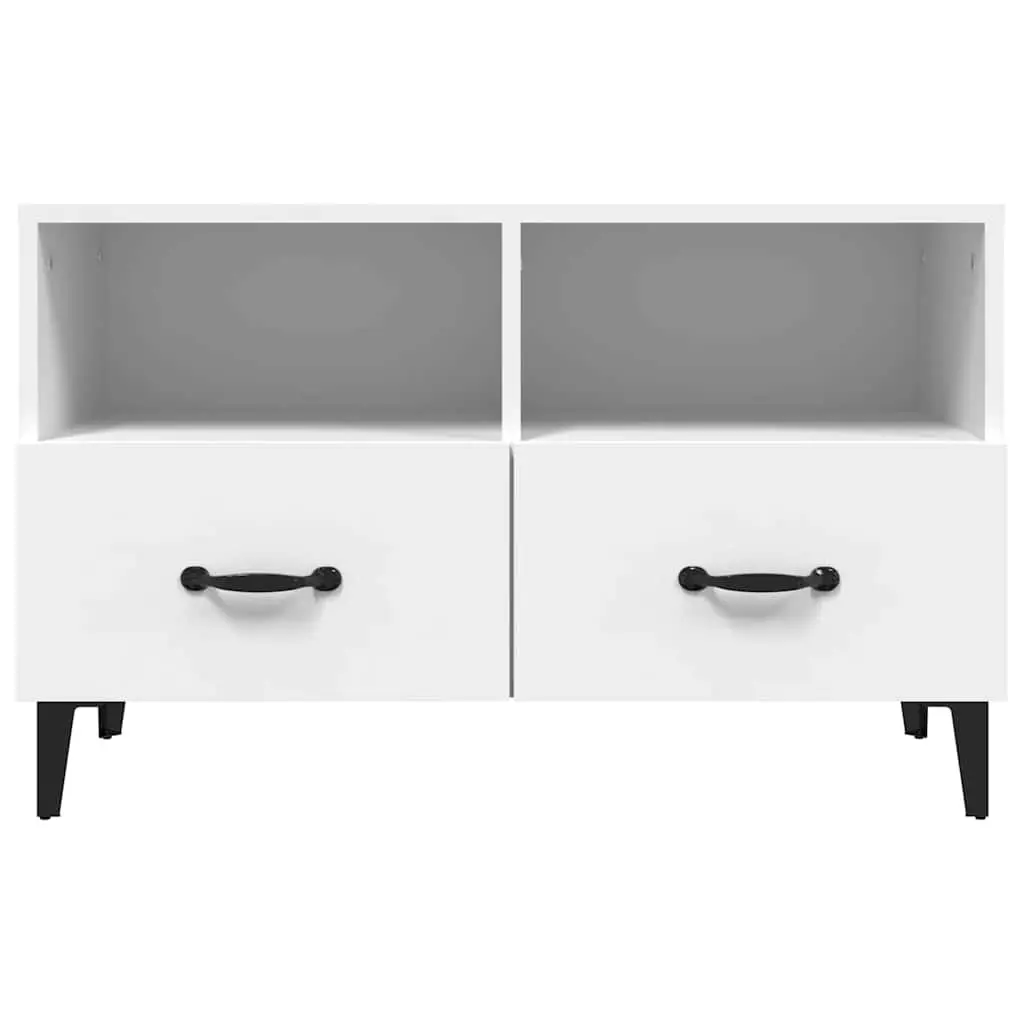 TV Cabinet White Engineered Wood Media Unit Storage Drawers Compartments Living