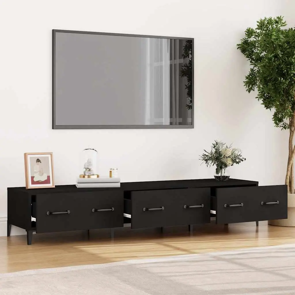 TV Cabinet Black Media Unit Living Room Storage Furniture Engineered Wood
