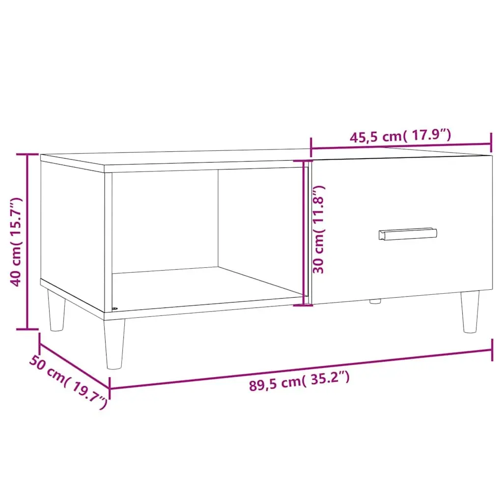 Coffee Table Engineered Wood Black 89.5 x 50 x 40 cm