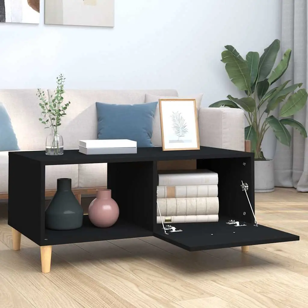 Coffee Table Engineered Wood Black 89.5 x 50 x 40 cm