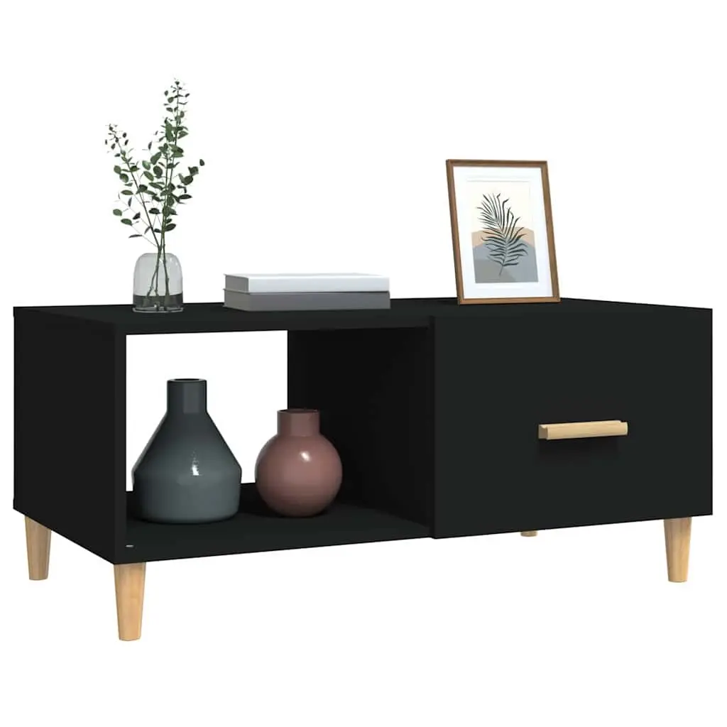 Coffee Table Engineered Wood Black 89.5 x 50 x 40 cm