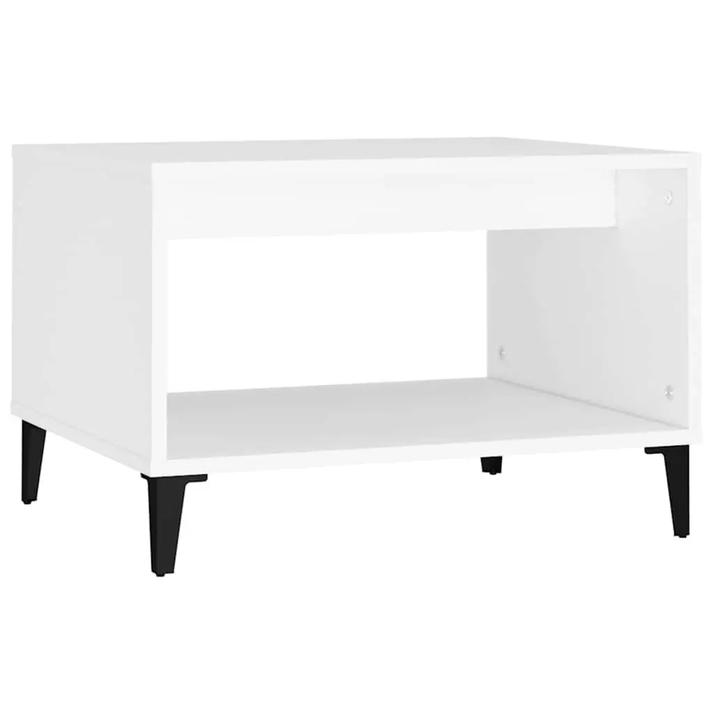 Coffee Table White Open Storage Compartment Living Room Accent Furniture