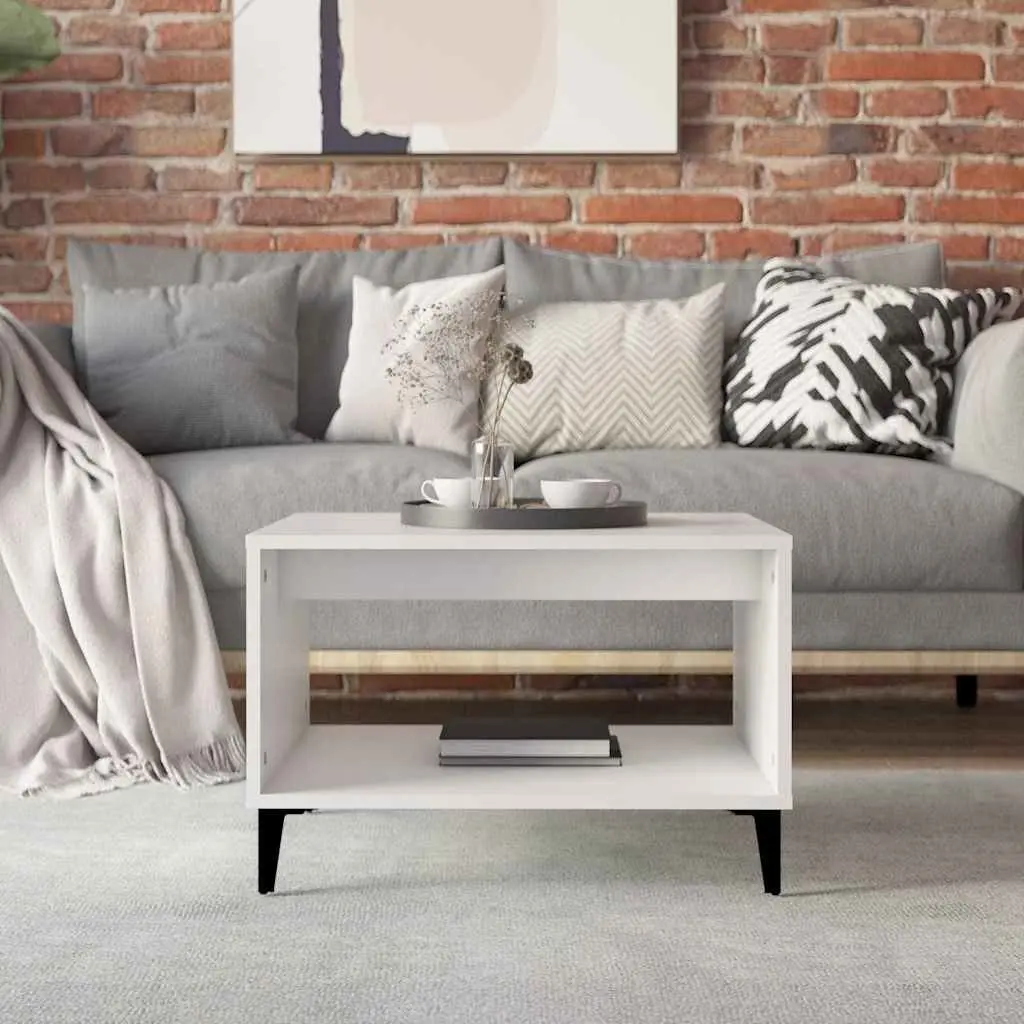 Coffee Table White Open Storage Compartment Living Room Accent Furniture