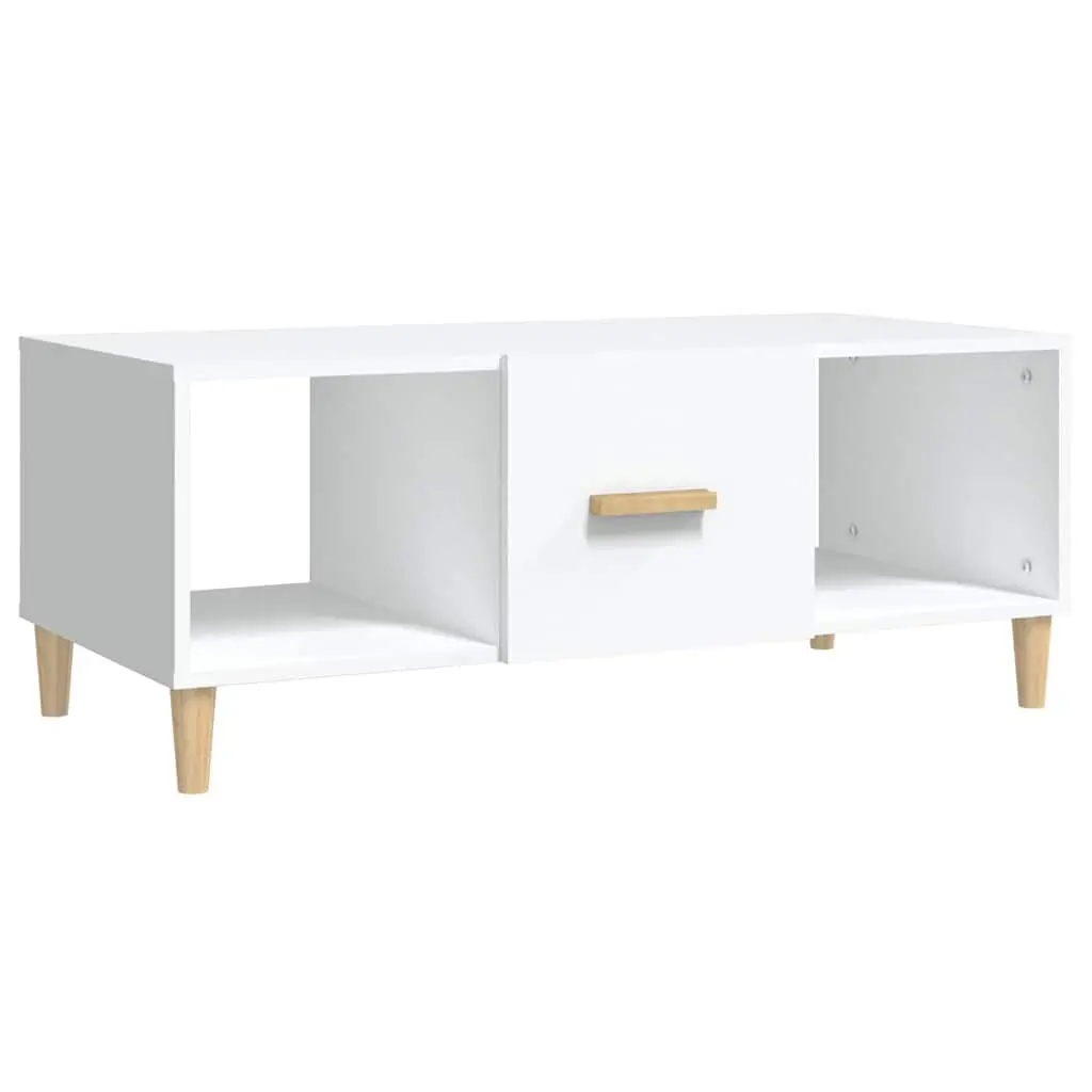 Coffee Table White 102x50x40 cm Storage Compartments Drawer Living Room