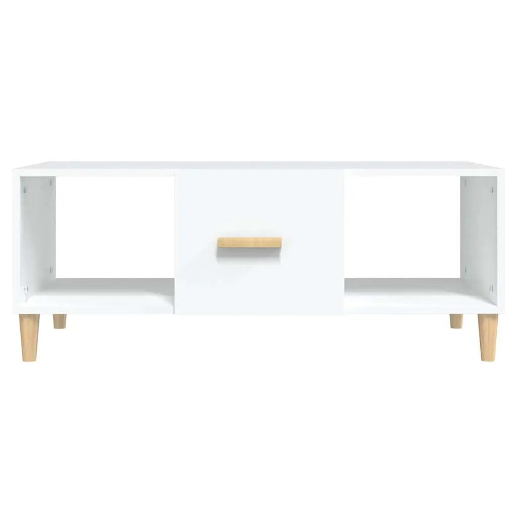 Coffee Table White 102x50x40 cm Storage Compartments Drawer Living Room