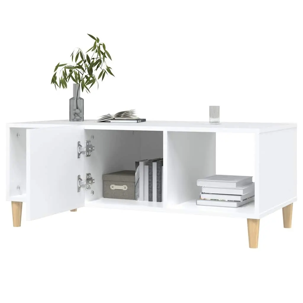 Coffee Table White 102x50x40 cm Storage Compartments Drawer Living Room