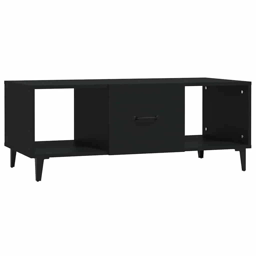 Coffee Table Black 102x50x40 cm Engineered Wood Storage Compartments Accent