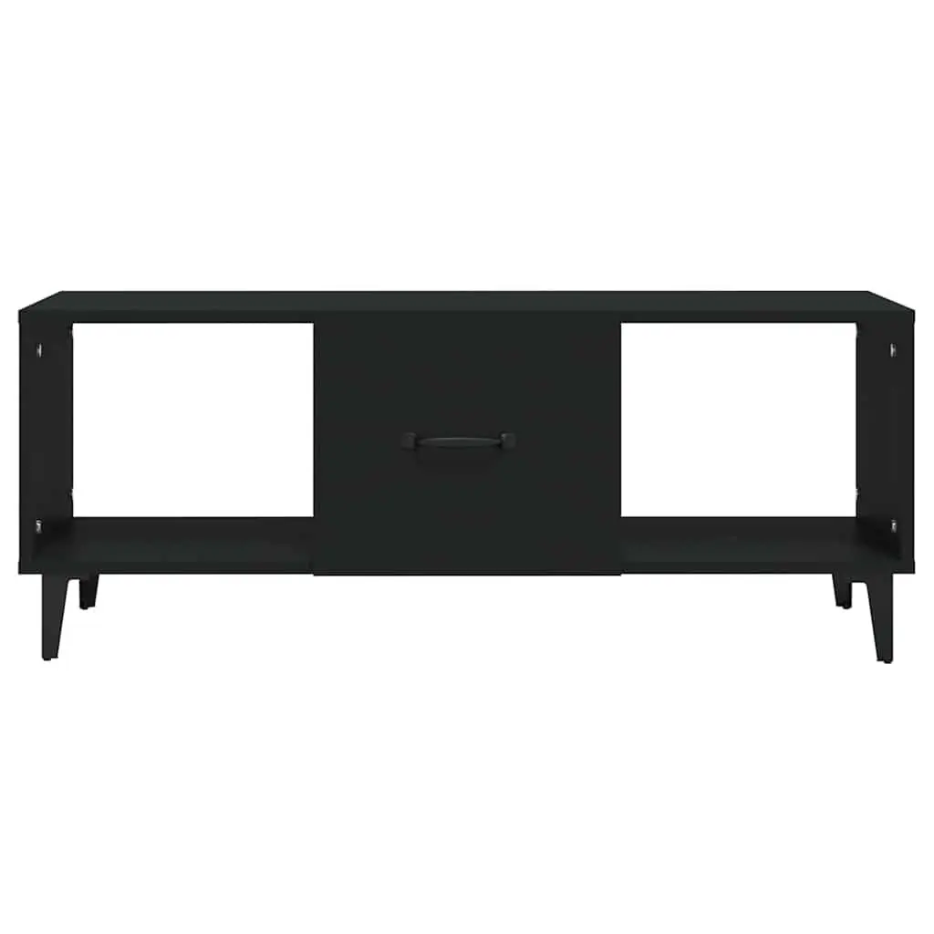 Coffee Table Black 102x50x40 cm Engineered Wood Storage Compartments Accent