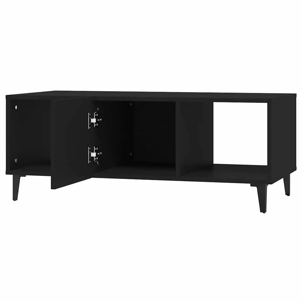Coffee Table Black 102x50x40 cm Engineered Wood Storage Compartments Accent