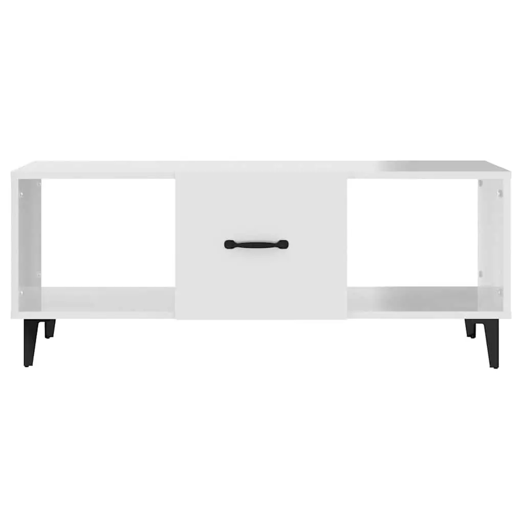 Coffee Table High Gloss White Storage Compartments Modern Living Room Accent