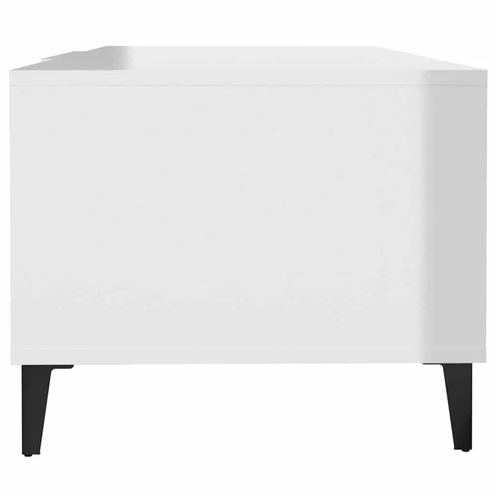 Coffee Table High Gloss White Storage Compartments Modern Living Room Accent