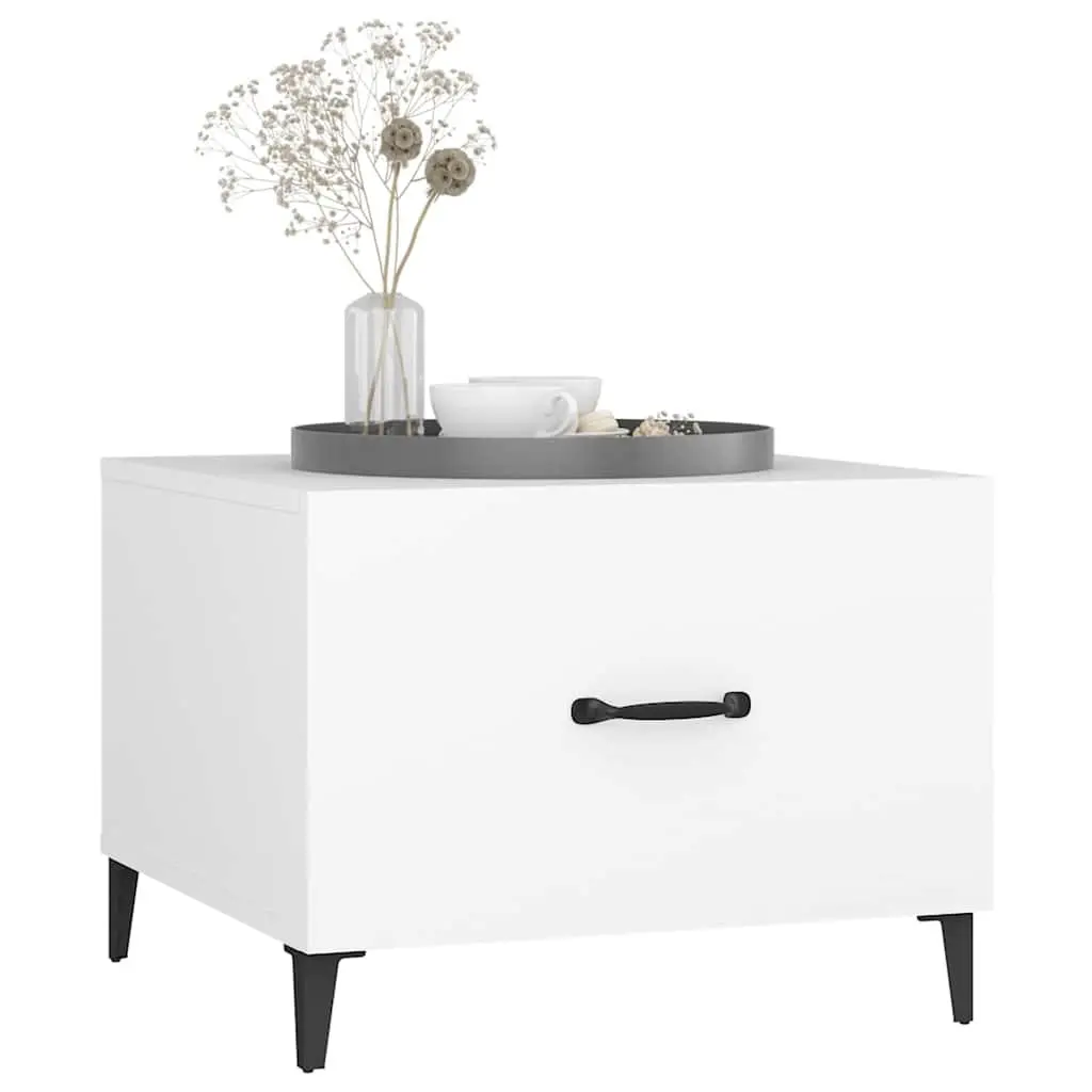 Coffee Table Set Engineered Wood Metal Legs 50x50x40 cm White 2 Pcs
