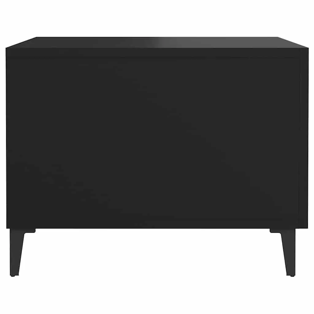 Coffee Table Set 2 Piece Black Metal Legs Engineered Wood 50x50x40 cm Storage Drawer