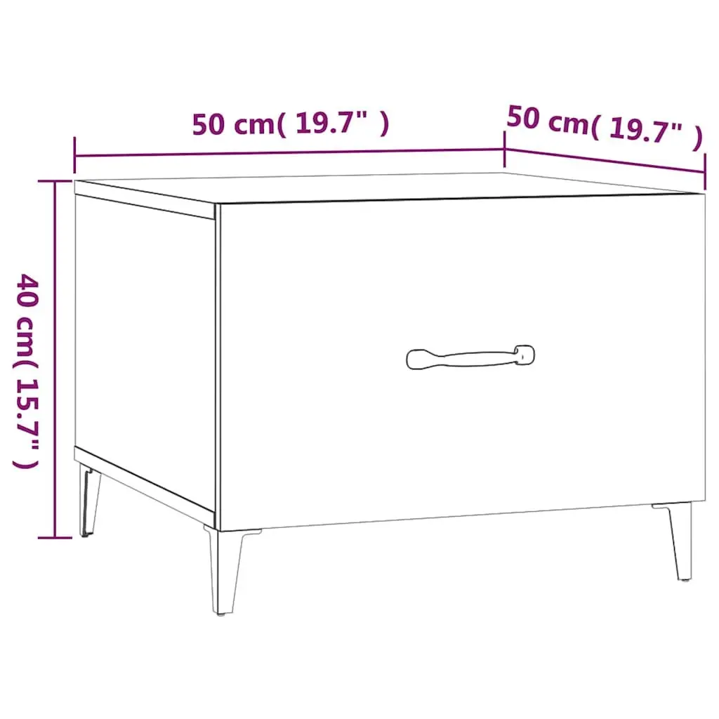 Coffee Table Set 2 Piece Black Metal Legs Engineered Wood 50x50x40 cm Storage Drawer