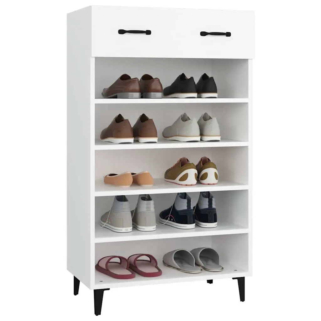 Shoe Storage Cupboard Engineered Wood White 60x35x105cm for Hallway and Bedroom Organization