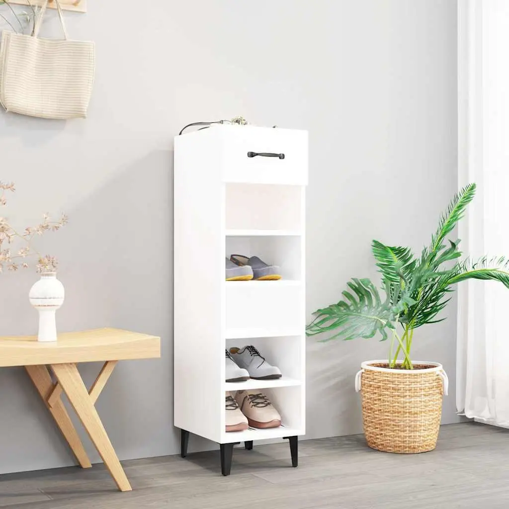 Shoe Cabinet High Gloss White Storage Organiser Shelves Drawer Hallway Wardrobe