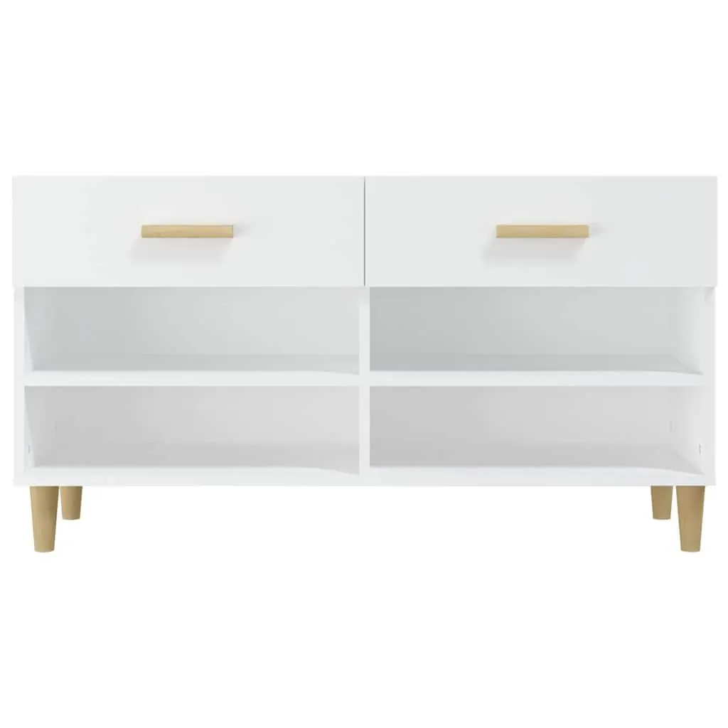 Shoe Cabinet White Storage Cupboard 2 Drawers 4 Compartments Organiser Rack