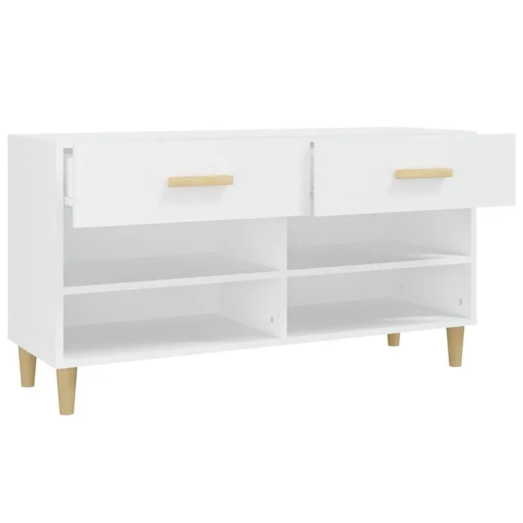 Shoe Cabinet White Storage Cupboard 2 Drawers 4 Compartments Organiser Rack