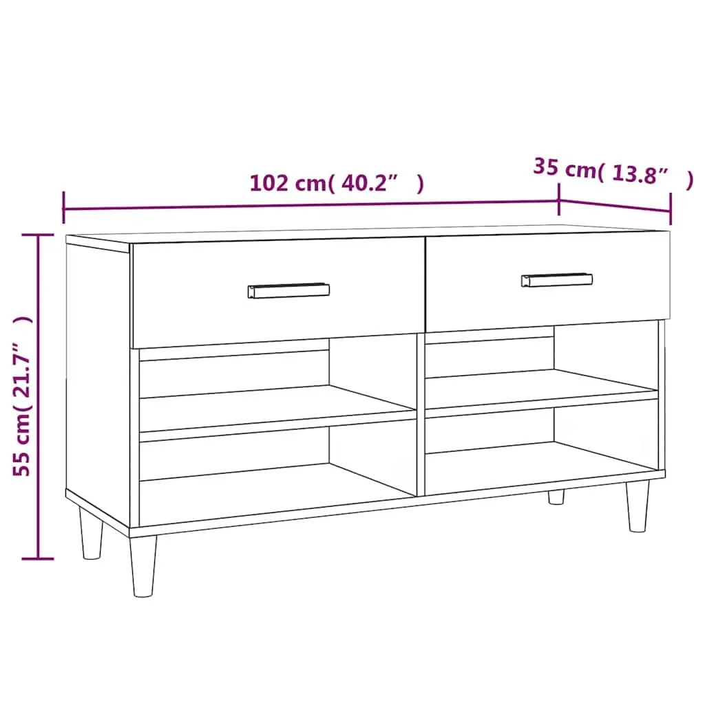Shoe Cabinet White Storage Cupboard 2 Drawers 4 Compartments Organiser Rack