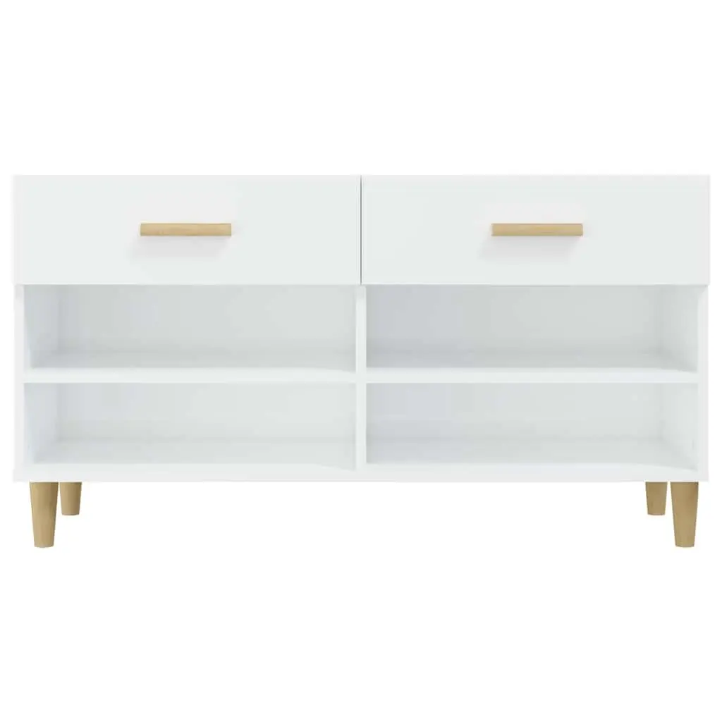 Shoe Cabinet Engineered Wood High Gloss White 102W x 35D x 55H cm
