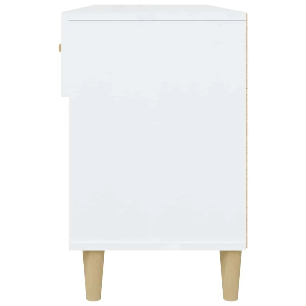 Shoe Cabinet Engineered Wood High Gloss White 102W x 35D x 55H cm